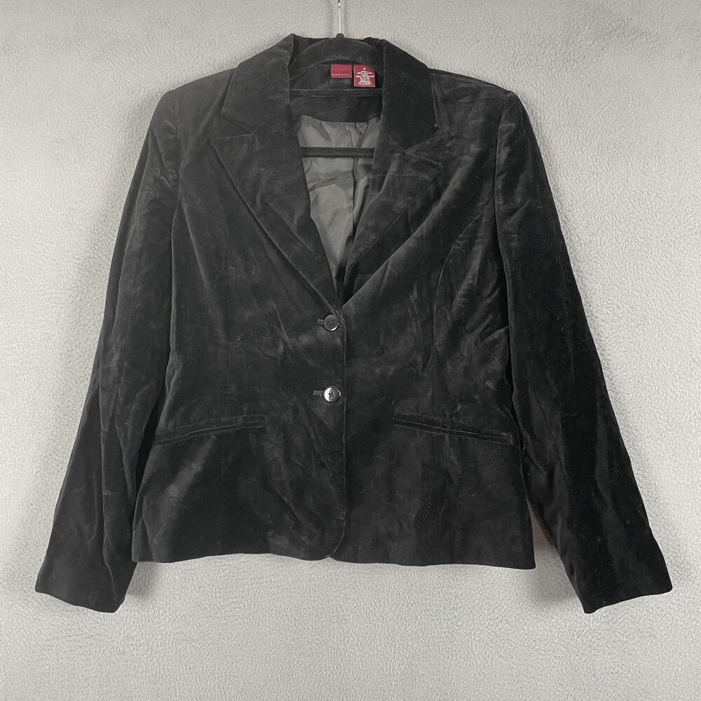 Merona Blazer Womens Small Velvet Lined Two Button Classic Suit Jacket Vintage